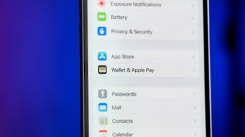 A close-up of an iPhone screen showing the Settings menu with "Wallet & Apple Pay" highlighted.