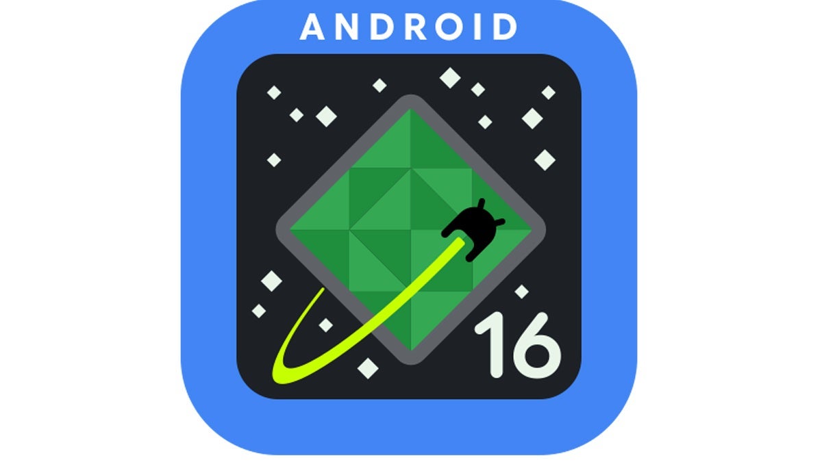Android 16 square logo on a white background.
