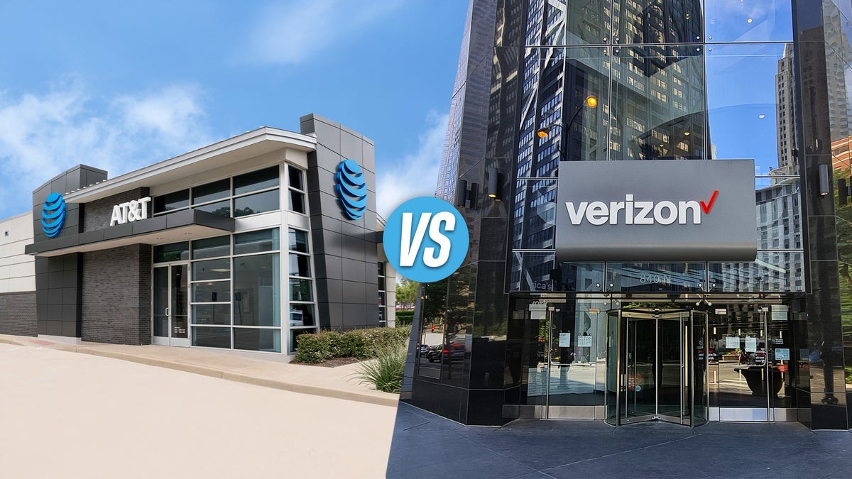 AT&T store and a Verizon store.