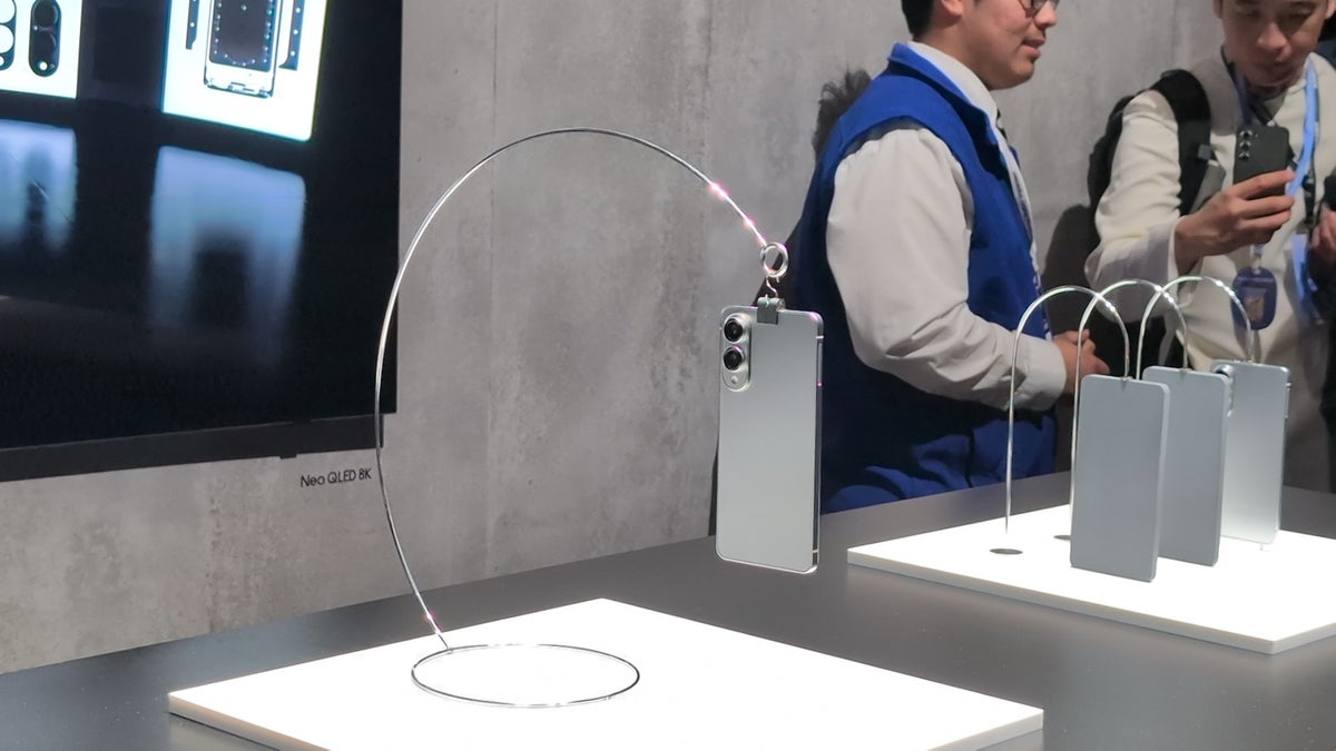 Samsung Galaxy S25 Edge displayed at Galaxy Unpacked event