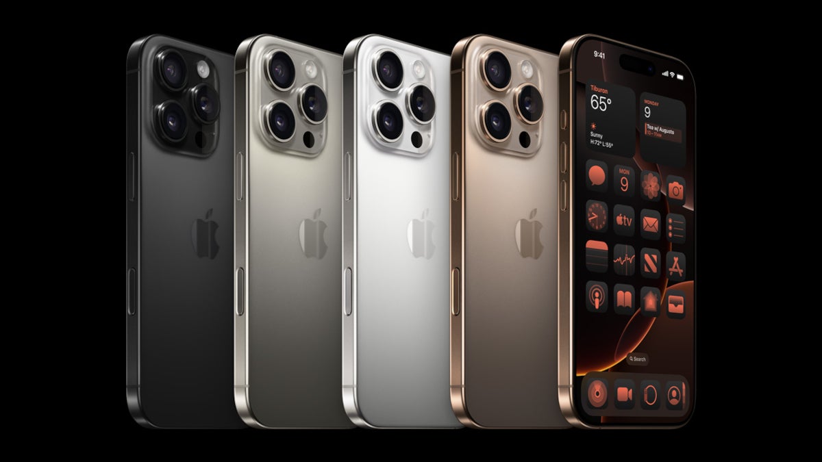 The iPhone 16 family minus the iPhone 16e are lined up.