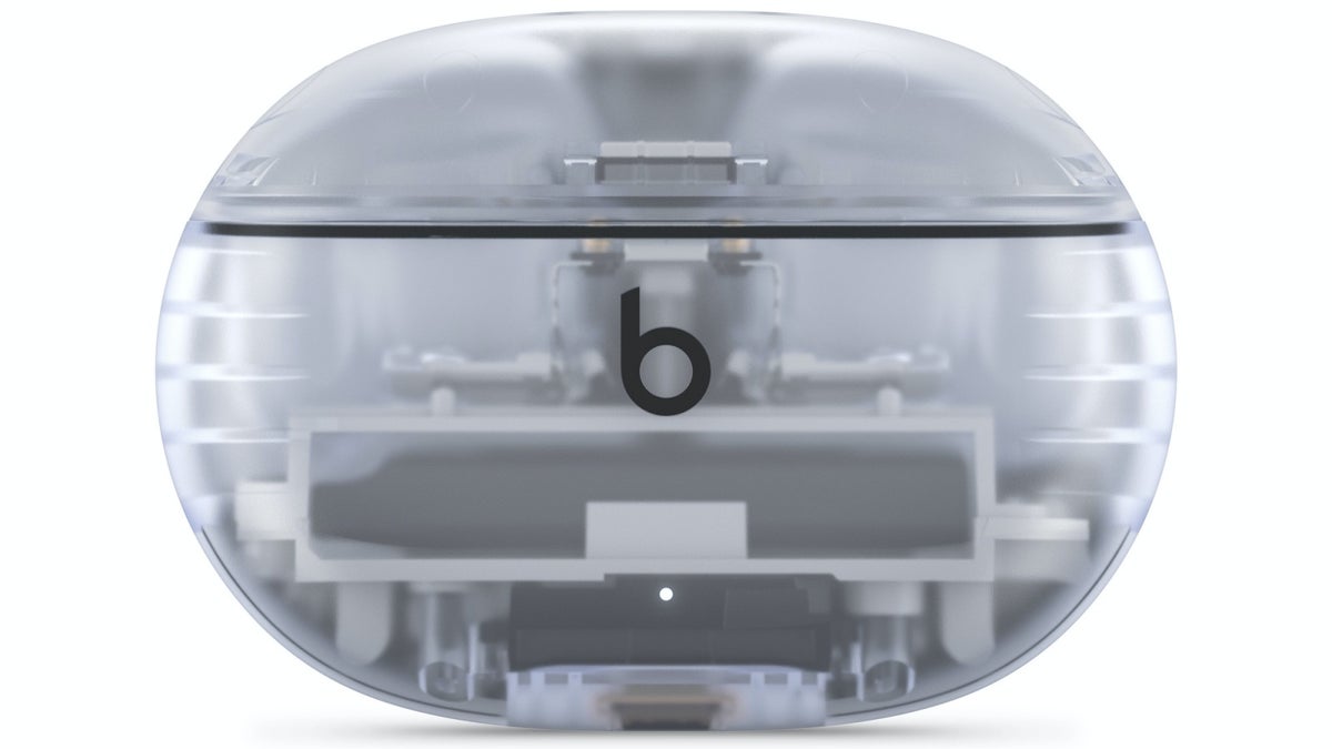 A close-up of the case of the Beats Studio Buds+.