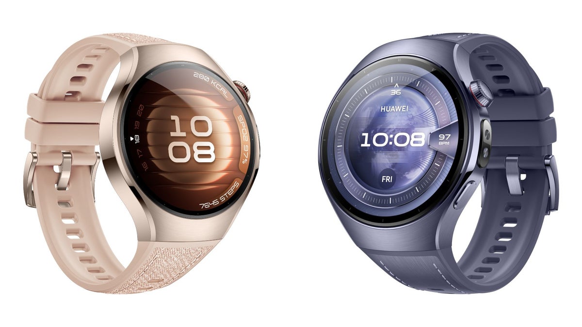 Two Huawei Watch 5 smartwatches on a white background.
