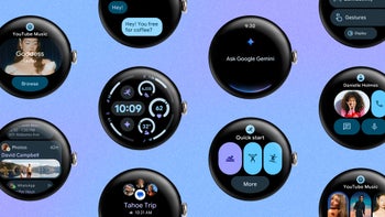 Banner image showing different screens from Wear OS 6