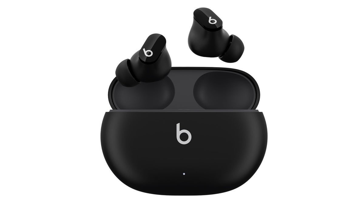 A close-up of the Beats Studio Buds.
