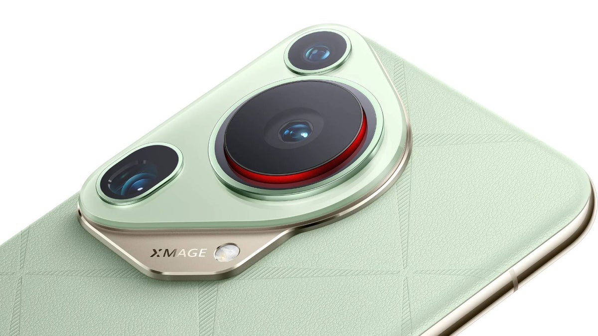 Huawei's flagship Pura 70 is displayed with the camera island on the rear panel showing up in the photo.