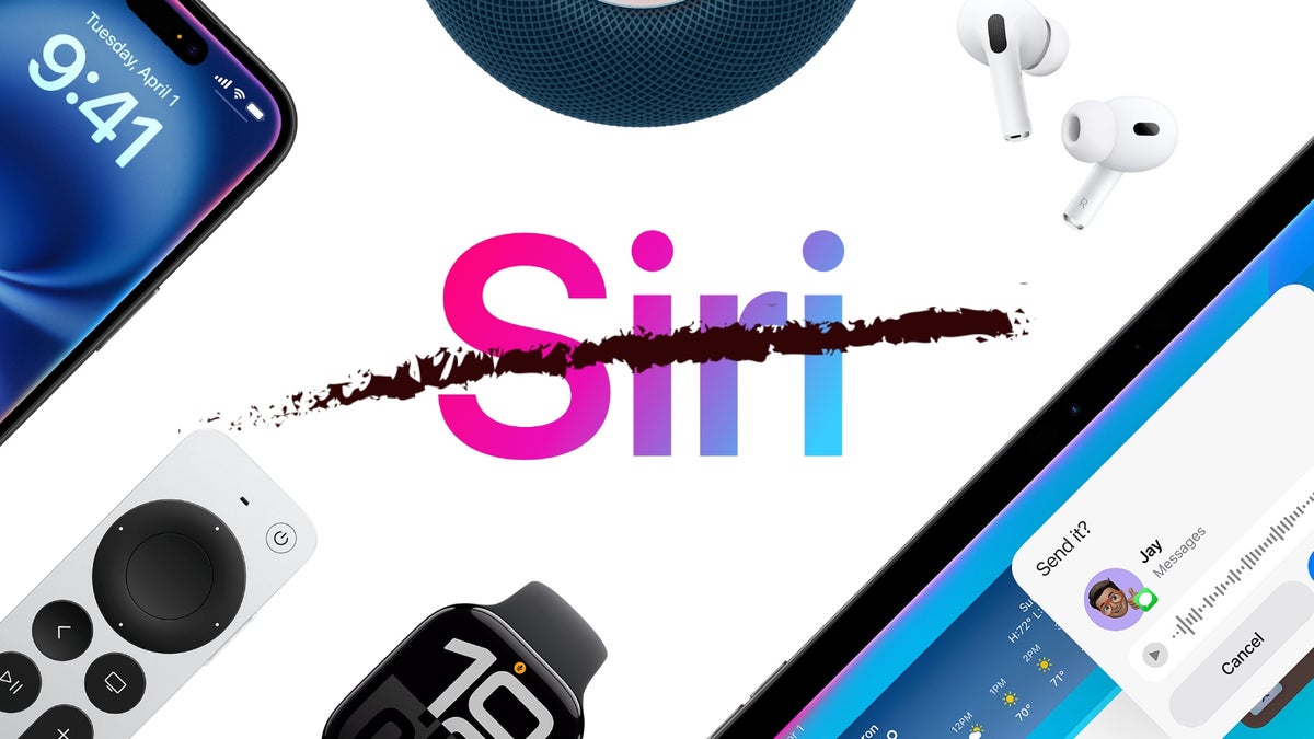 Apple ecosystem with the Siri logo struck through