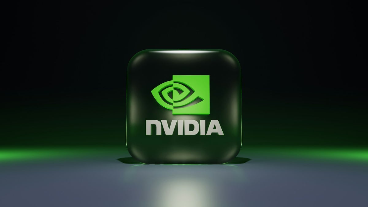 The Nvidia logo is shown against a black background with a touch of Nvidia's green.