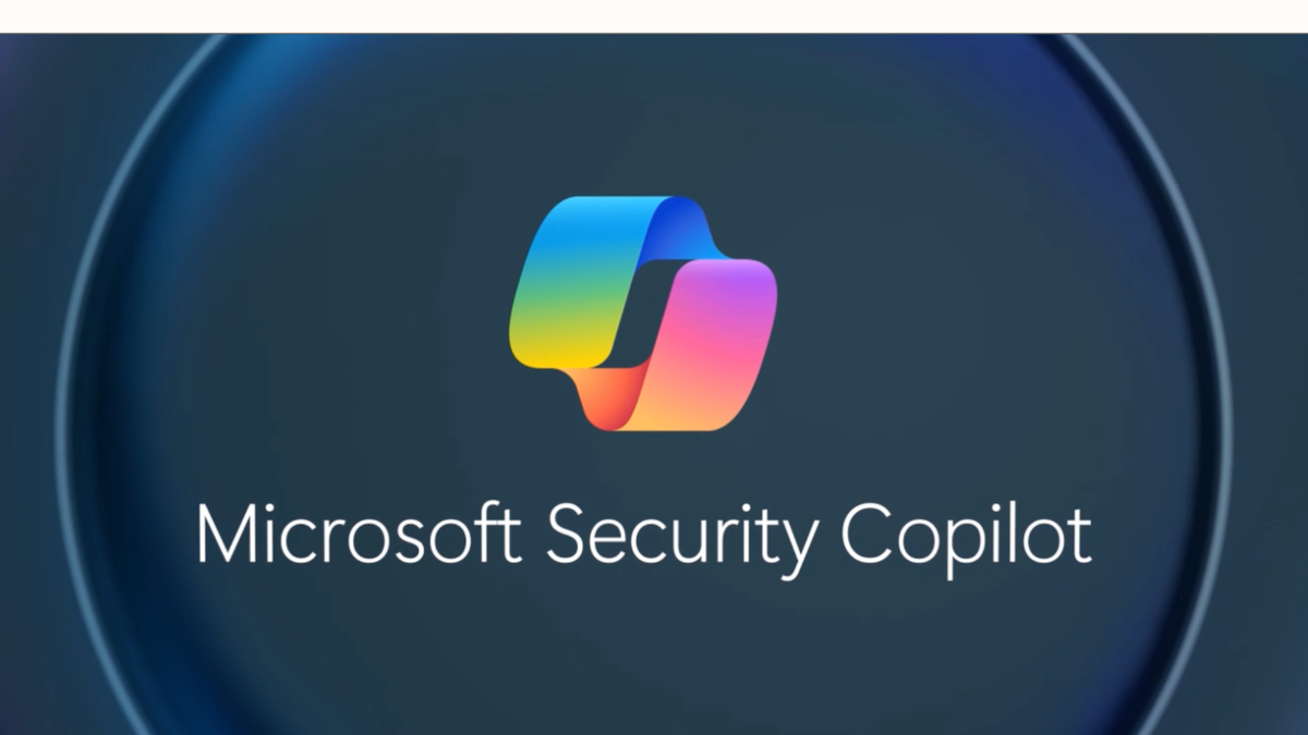 Microsoft Security Copilot logo on a dark background.