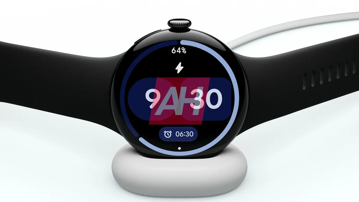 Leaked render of Google’s new supposed side-mounting charging for the Pixel Watch 4