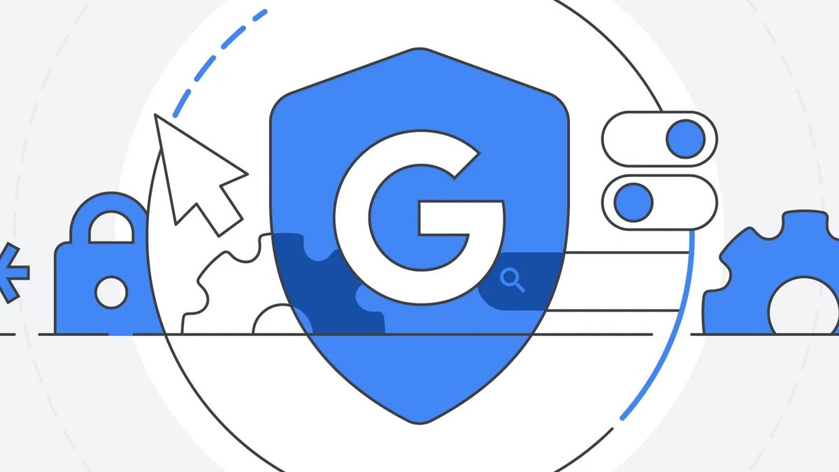 Header image of Google logo and security features surrounding it