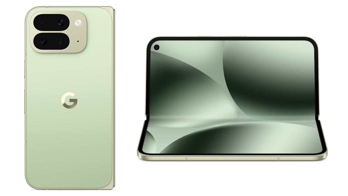 Two Pixel 10 Pro Fold phones on a white background.
