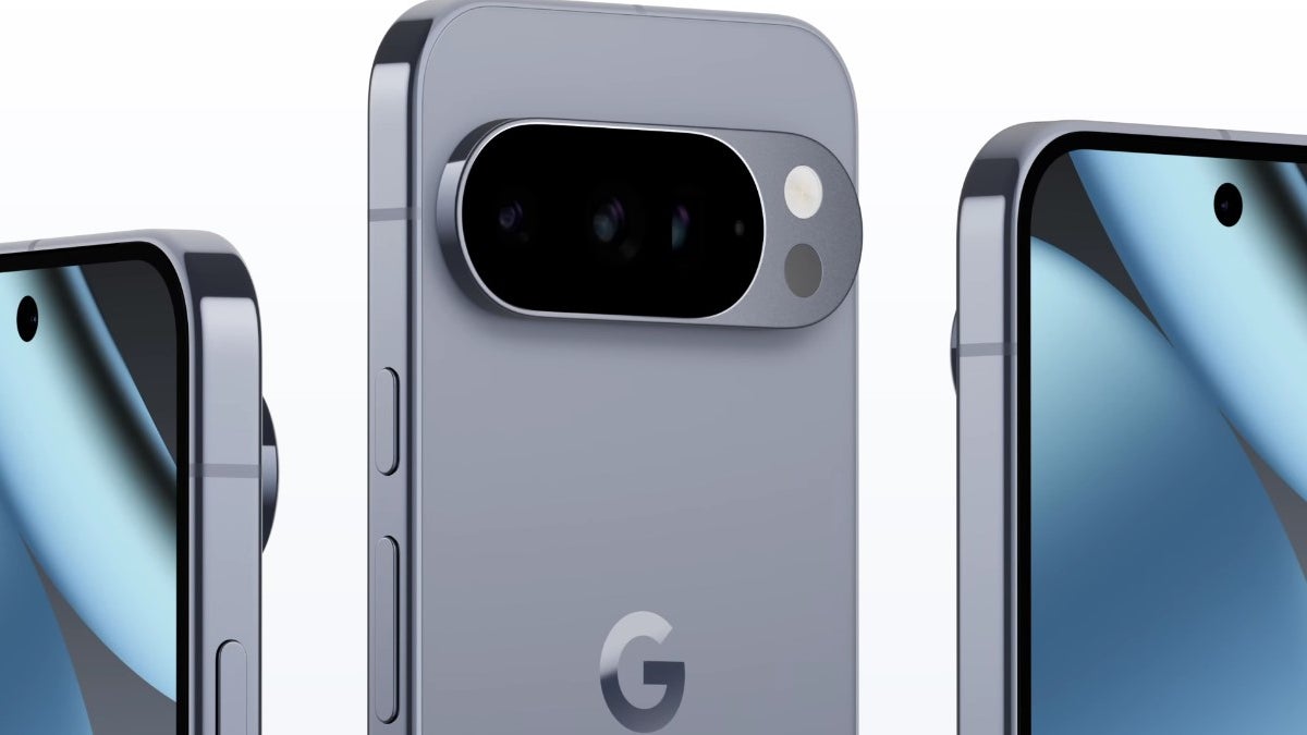 Three Pixel 10 models pose with their screens showing.