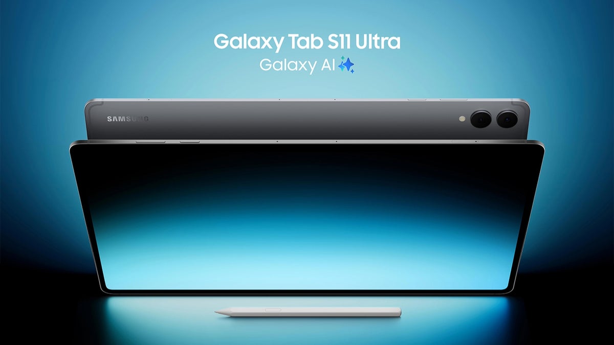 An image showing the new Galaxy Tab S11 Ultra with an S Pen.