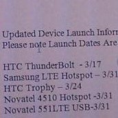 HTC ThunderBolt to arrive on March 17, say an HTC rep and a leaked e-mail