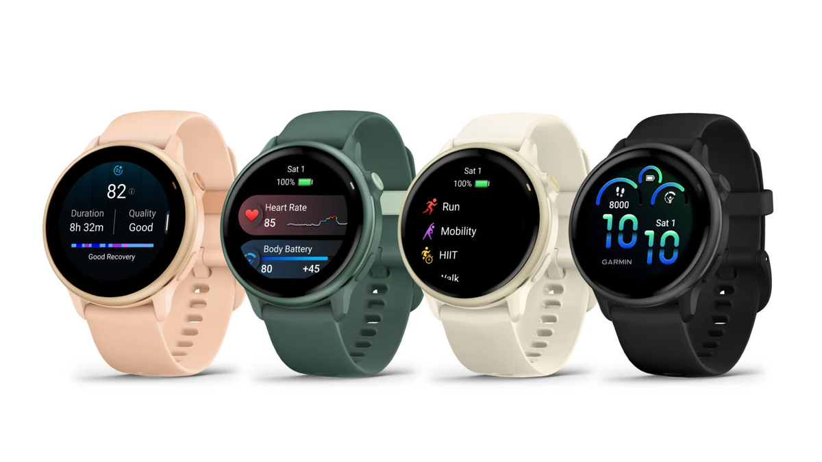 Garmin Vivoactive 6 in different colors on a white background.