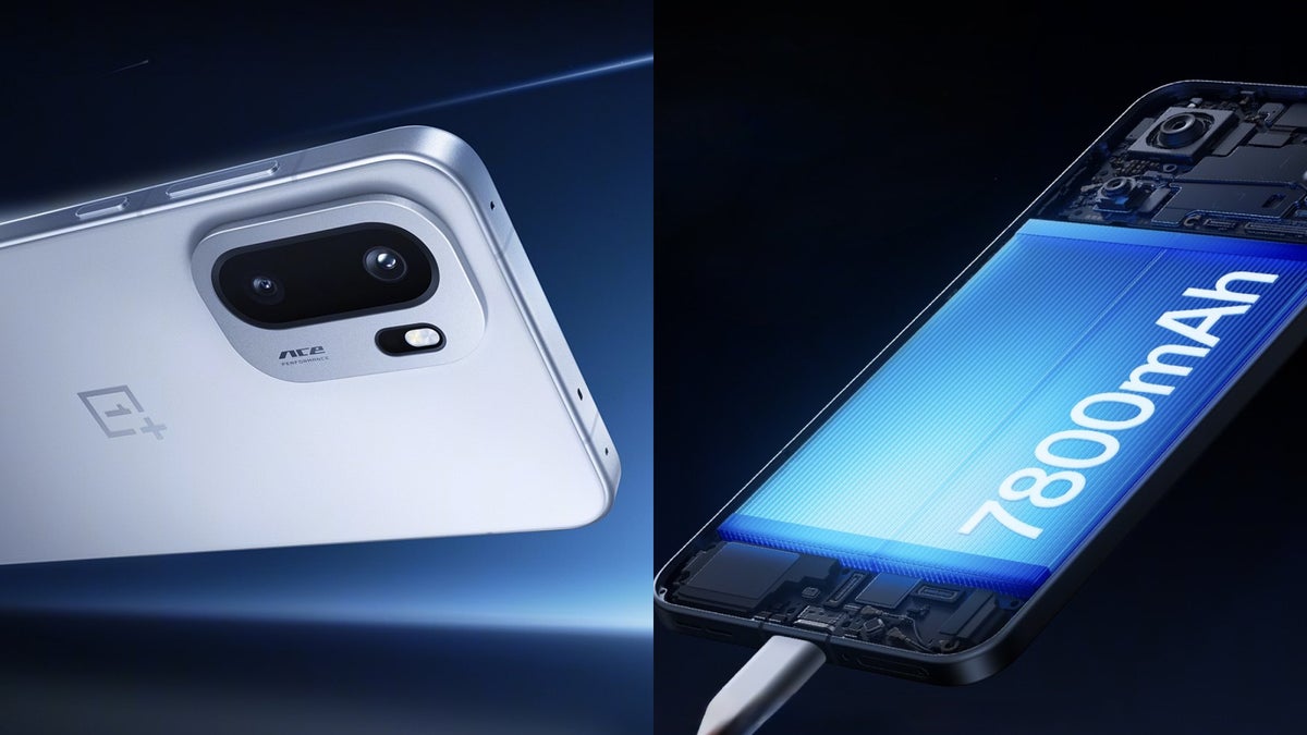 Two digital images of an OnePlus phone.