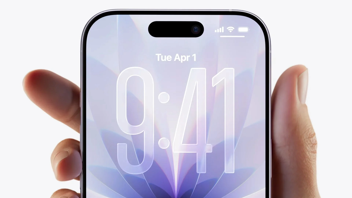 A hand holding an iPhone with the Lock Screen on the display.