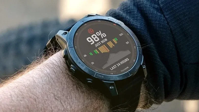 Garmin Fenix 7X on a wrist.