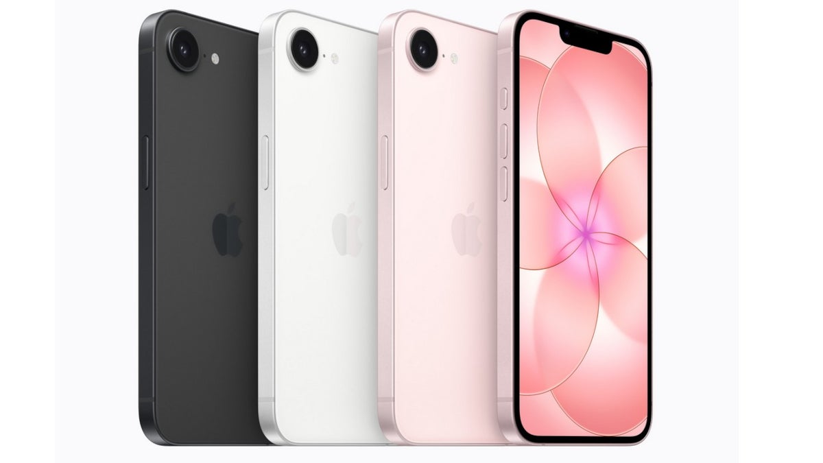 All three color options of the iPhone 17e.