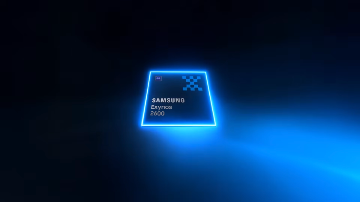 Samsung-made chip on a blue drop.