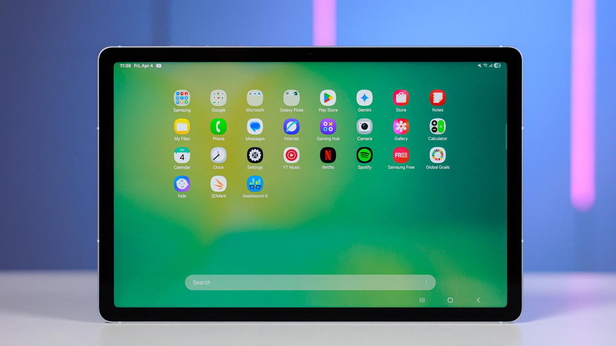 Close-up of the Galaxy Tab S10 FE on a table.