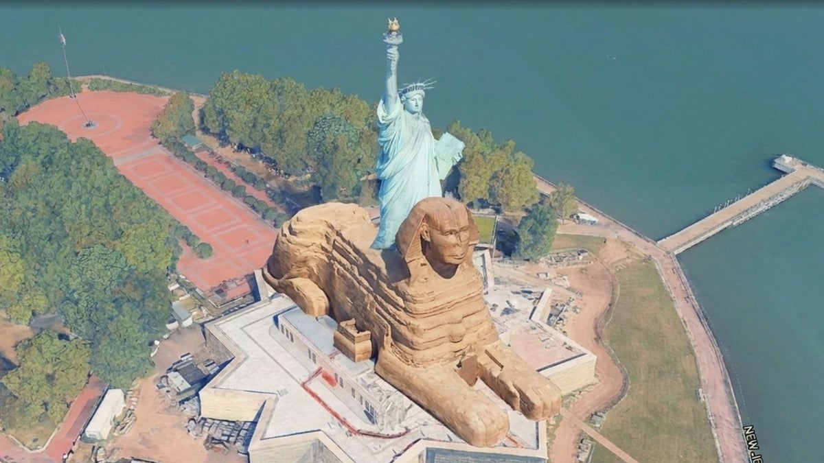 Want to see Lady Liberty riding the Sphinx? Google Earth will now let you do that, for better or worse