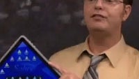 Dwight Schrute from "The Office" talks up a triangular tablet in a hilarious Dunder Mifflin skit