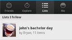 New lists feature is found with the latest version of Foursquare for Android
