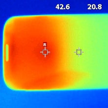 Thermal imaging of stressed Samsung Galaxy S4 shows the chassis rarely gets hot and bothered