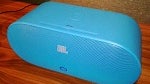 Nokia JBL PowerUp Wireless charging speaker in black and cyan now 50% off on Amazon