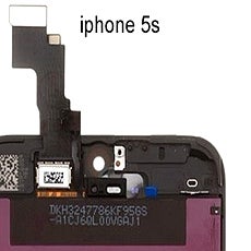 Apple iPhone 5S front panel snapped next to the iPhone 5, sporting a new ribbon cable