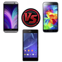 HTC One (M8) vs Samsung Galaxy S5 vs Sony Xperia Z2 vs Note 3 vs HTC One vs Galaxy S4 vs Xperia Z1 vs iPhone 5s: size comparison