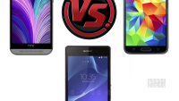 HTC One (M8) vs Samsung Galaxy S5 vs Sony Xperia Z2 vs Note 3 vs HTC One vs Galaxy S4 vs Xperia Z1 vs iPhone 5s: size comparison