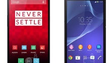OnePlus One vs Xperia Z2 vs Galaxy S5 vs One (M8) size comparison: one affordable biggie