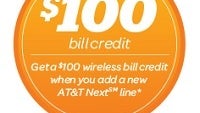 AT&T offering a $100 credit to new service activations using AT&T Next