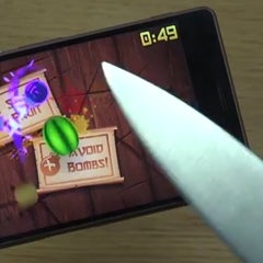 See Fruit Ninja being played with a real knife on a Sony Xperia Z3