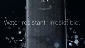 With the Galaxy S6 around the corner, Samsung reminds us that the S5 is "water resistant" and "irresistible"