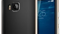 Spigen's HTC One M9 Neo Hybrid case portrays an HTC Eye-like front camera, mesh speakers