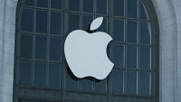 Apple prepares for Wednesday's event by putting up its logo all over Bill Graham Auditorium