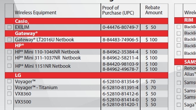 Verizon's October rebate form missing some new phones?