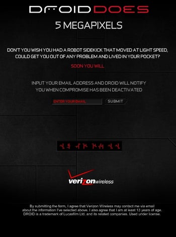 Verizon's Motorola Droid site take a jab at the iPhone by saying iDont