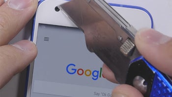 Very Blue Google Pixel goes through the trials: fares well in scratch and bend tests