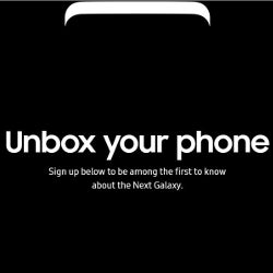 Galaxy S8 signup page appears with phone design hint