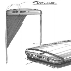 Sketches of OnePlus 5 display dual cameras in back and front