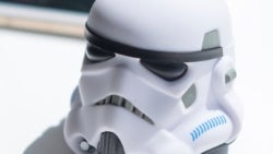 Incredibly lifelike Stormtrooper helmet mini portable speaker plays tunes for the Empire