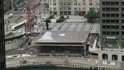 Macbook-shaped roof tops Foster + Partners' Apple Store in Chicago