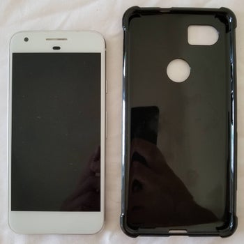Alleged Pixel XL 2 case compared to original Pixel and Galaxy S8 – yeah, it's big