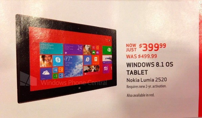 Verizon to offer special price with Nokia Lumia 2520 tablet, only $399 with 2-year contract
