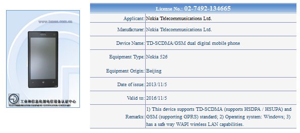 The Nokia Lumia 526 receives certification in China - Nokia Lumia 525 variant gets certified in China